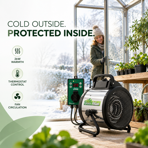 Bio Green Palma 2kW Electric Greenhouse Heater with Thermostat | IPX4 Splash-Proof