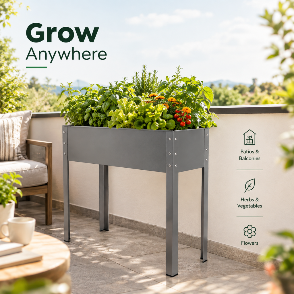 Biogreen Freising Metal Raised Garden Bed with Drainage – Patio