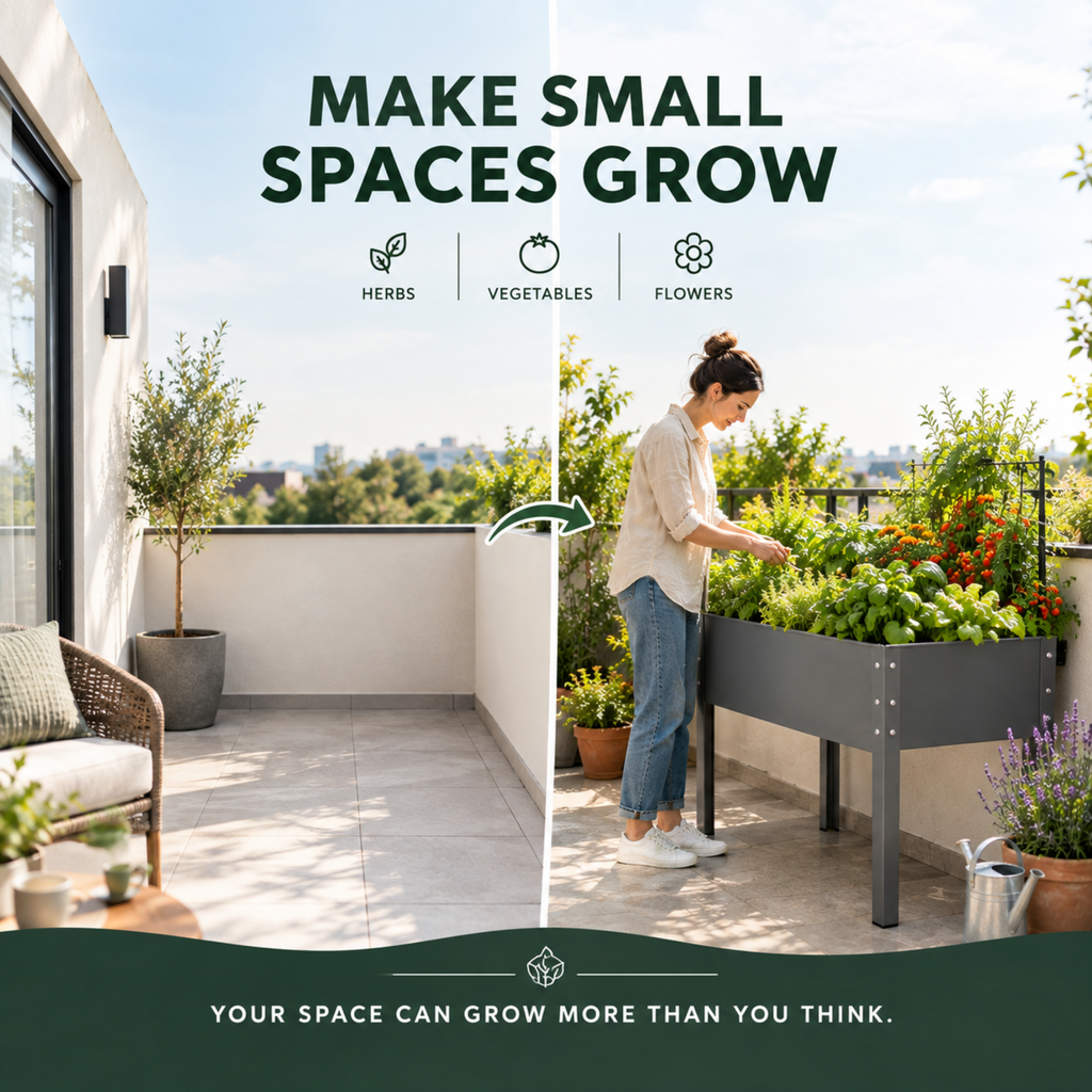 Biogreen Freising Metal Raised Garden Bed with Drainage – Patio