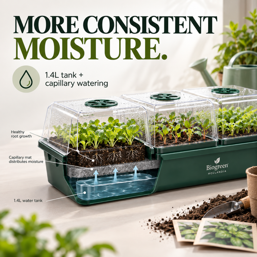 Biogreen Hollandia Heated Propagator 1.4L Tank – 3 Chambers