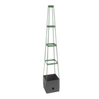 "Maxitom Plant Tower with four square supports and a base container, designed for vertical plant growth, perfect for climbing plants like tomatoes, cucumbers, and beans."