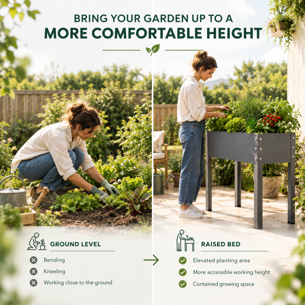 Biogreen Freising Metal Raised Garden Bed with Drainage – Patio