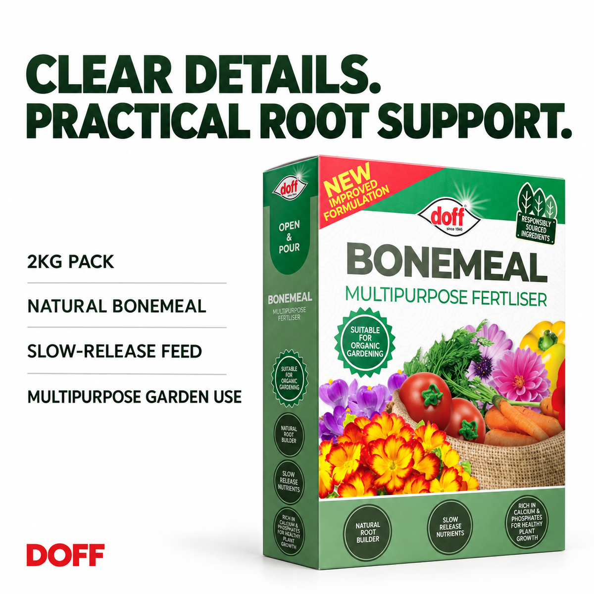 Doff Bonemeal Fertiliser 2kg – Slow Release Plant Food