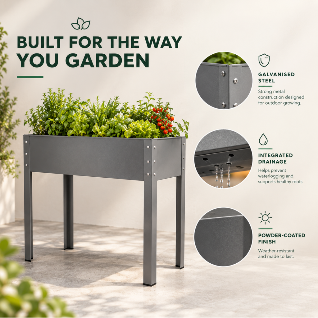 Biogreen Freising Metal Raised Garden Bed with Drainage – Patio