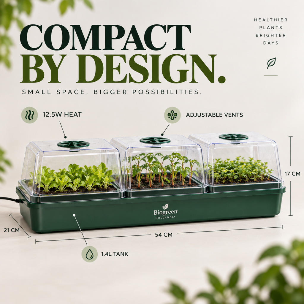 Biogreen Hollandia Heated Propagator 1.4L Tank – 3 Chambers