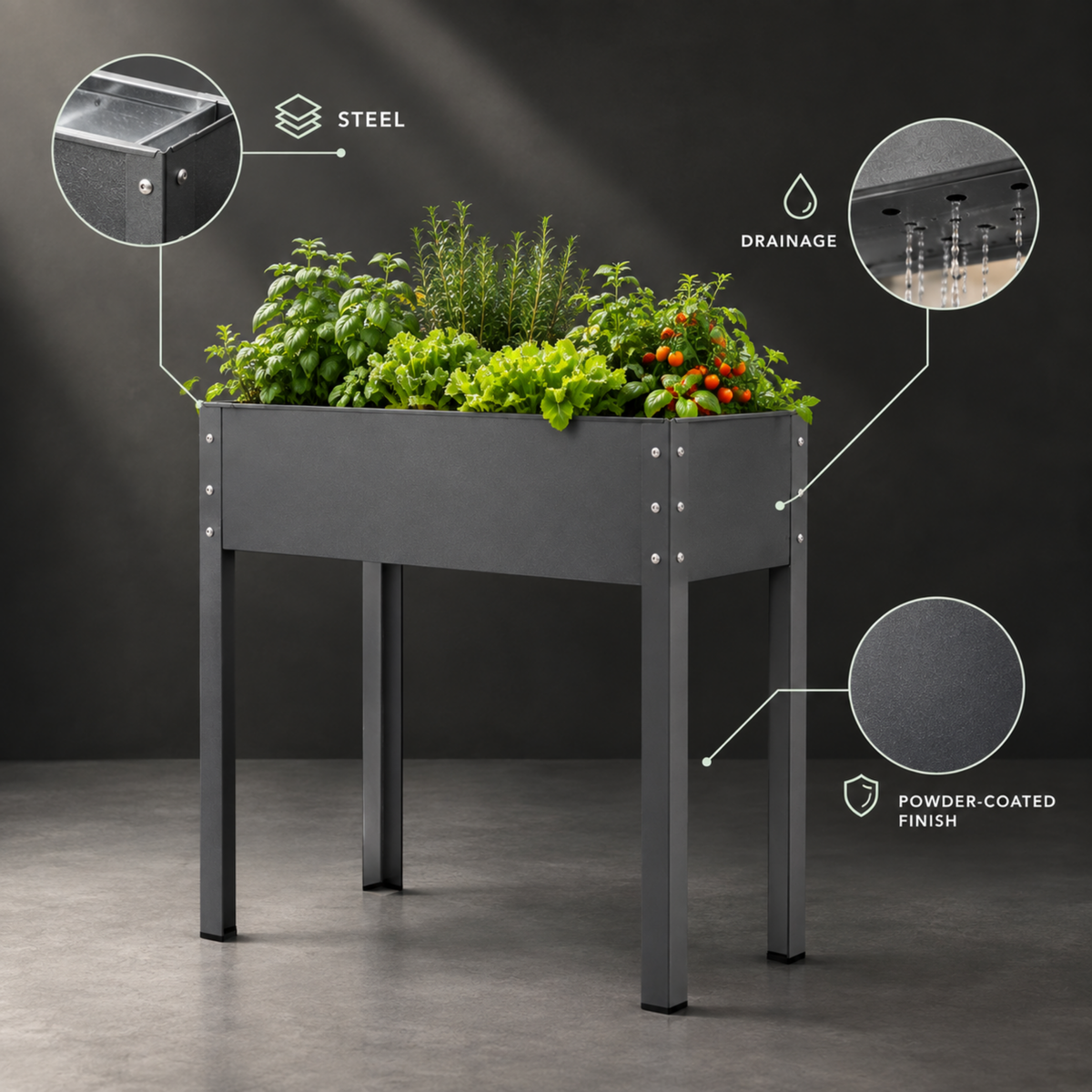 Biogreen Freising Metal Raised Garden Bed with Drainage – Patio
