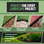 "Perfect for every landscape project, including bark and lawns, gravel and chippings, pavings, flower beds, pathways, tree rings, and more."
