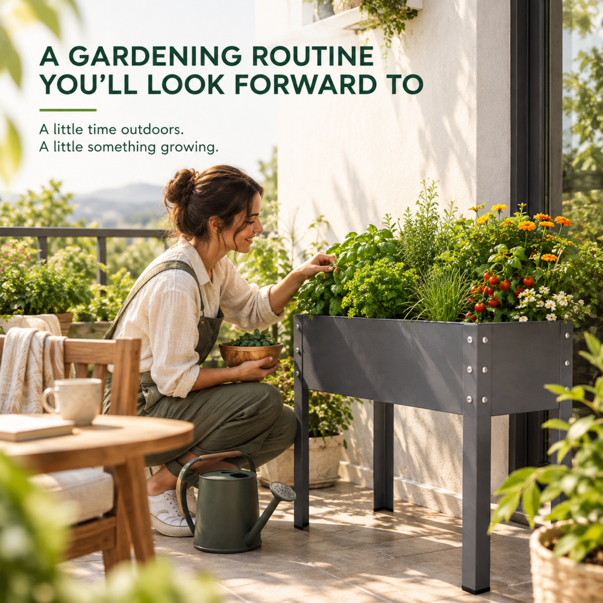 Biogreen Freising Metal Raised Garden Bed with Drainage – Patio
