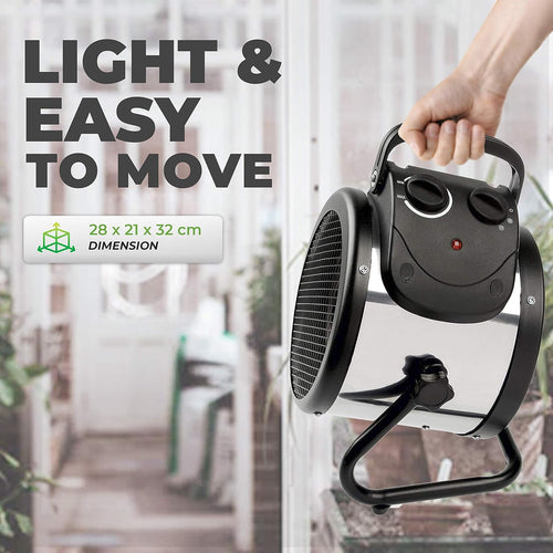 Bio Green Palma 2kW Greenhouse Heater with Thermo2 Digital Thermostat, ideal for controlling temperature in greenhouses, featuring a robust fan for efficient heating.