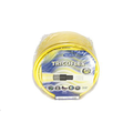 Tricoflex yellow garden hose coil with packaging, displaying a 20-meter length of kink-resistant hose for outdoor use.