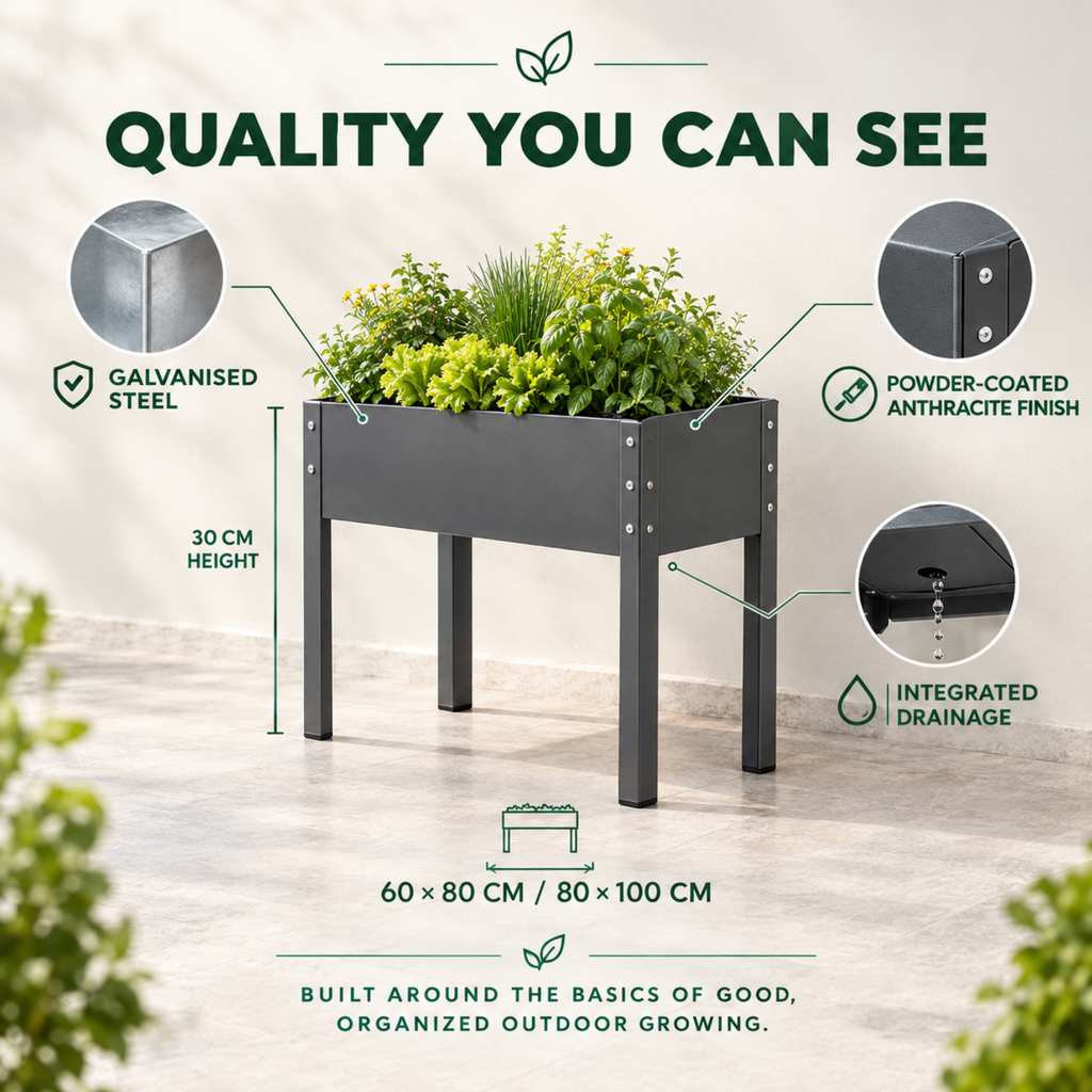 Biogreen Freising Metal Raised Garden Bed with Drainage – Patio