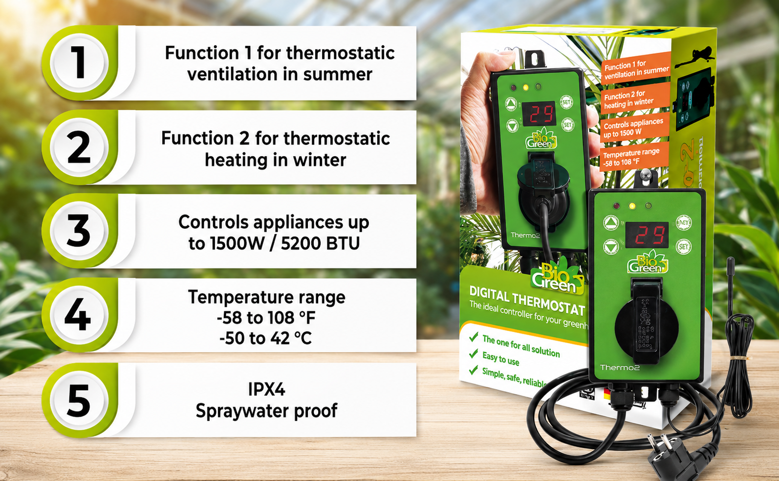 Bio Green Thermo2 Digital Greenhouse Thermostat – 3000W