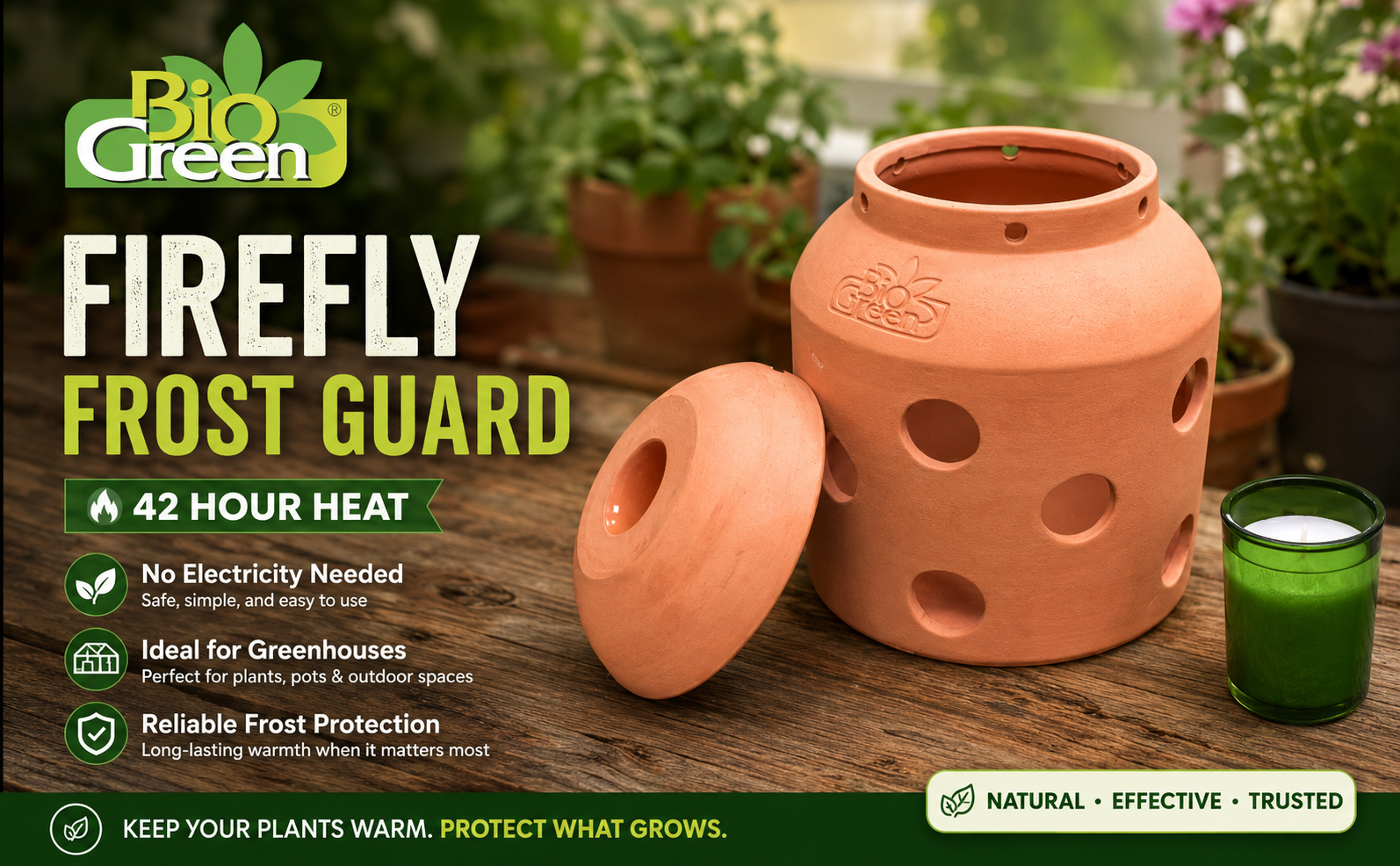 Biogreen Firefly Greenhouse Candle Heater – 42 Hour Heat