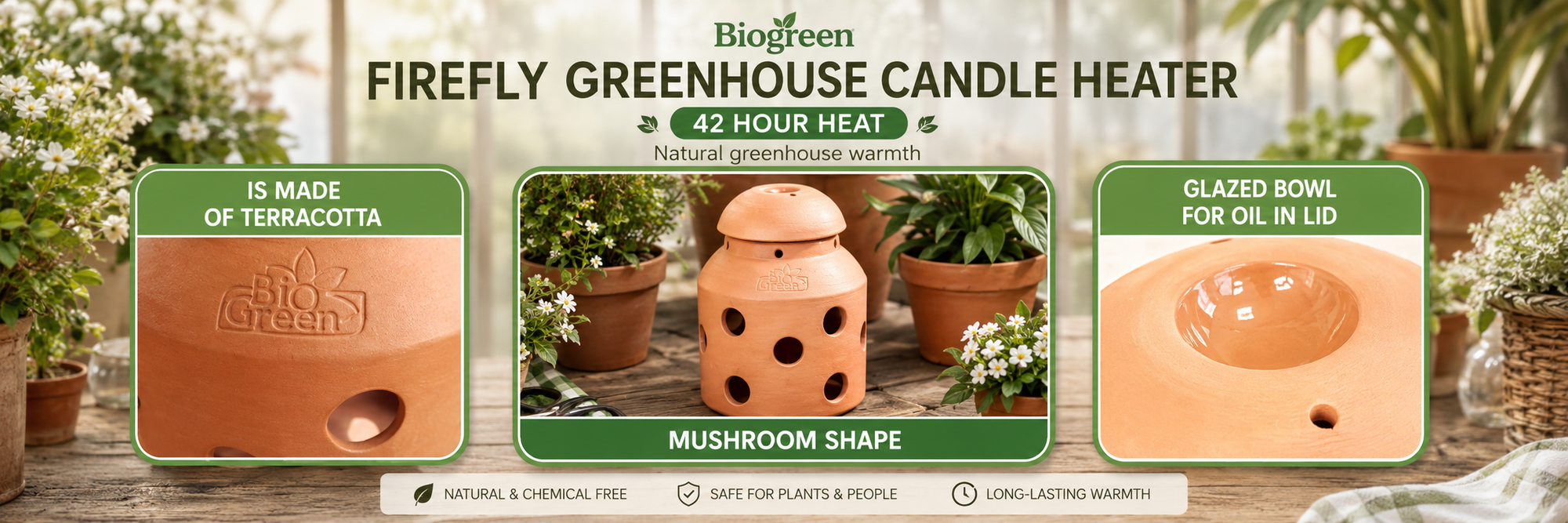 Biogreen Firefly Greenhouse Candle Heater – 42 Hour Heat