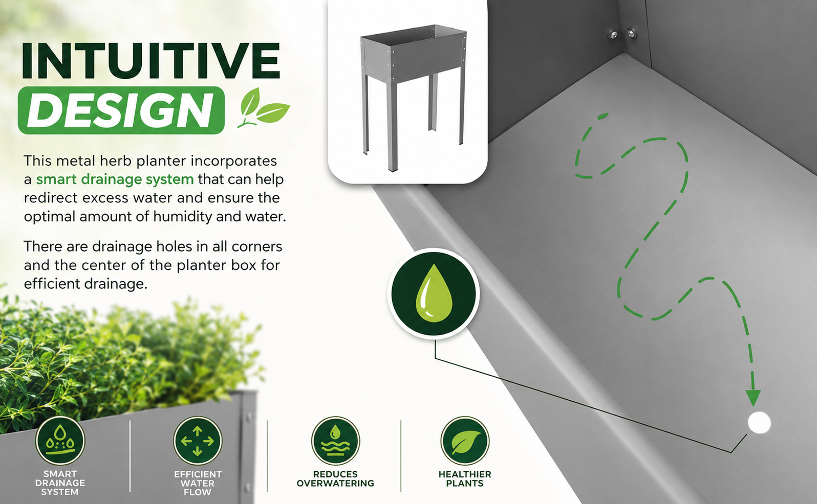 Biogreen Freising Metal Raised Garden Bed with Drainage – Patio