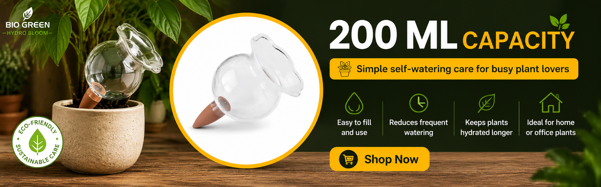 Biogreen Hydro Bloom Self Watering Plant Globe – Clay Spike