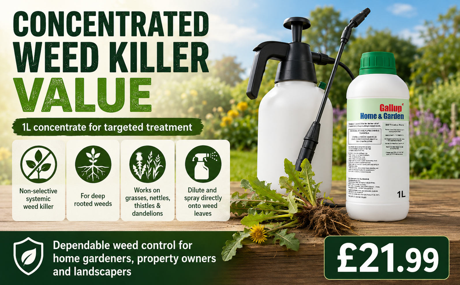 Gallup Glyphosate Weed Killer 1L – 360g/L Concentrate
