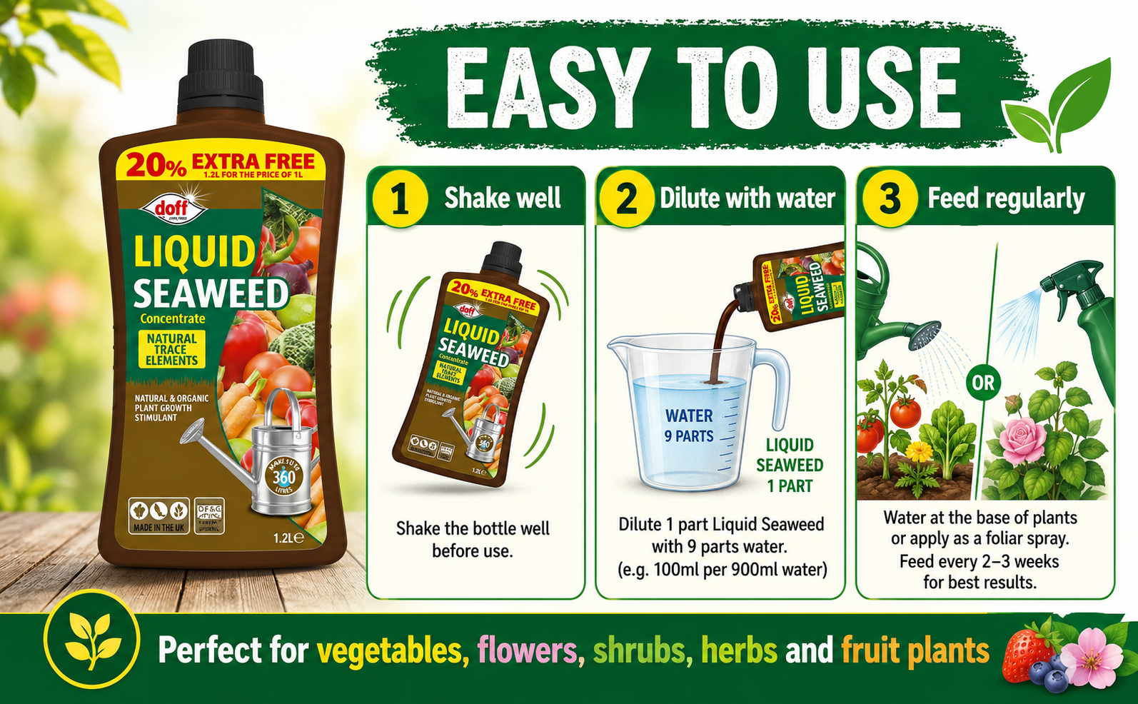 Doff Liquid Seaweed Fertiliser 1.2L – 360L Concentrate