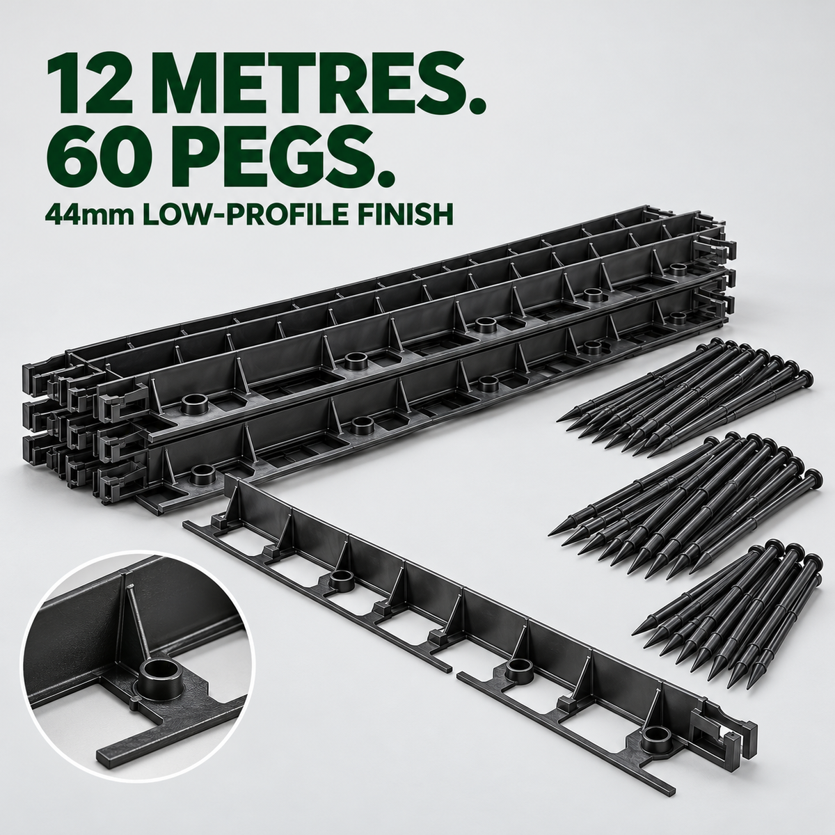 Moorgreen Flexible Lawn Edging – 12m with 60 Pegs