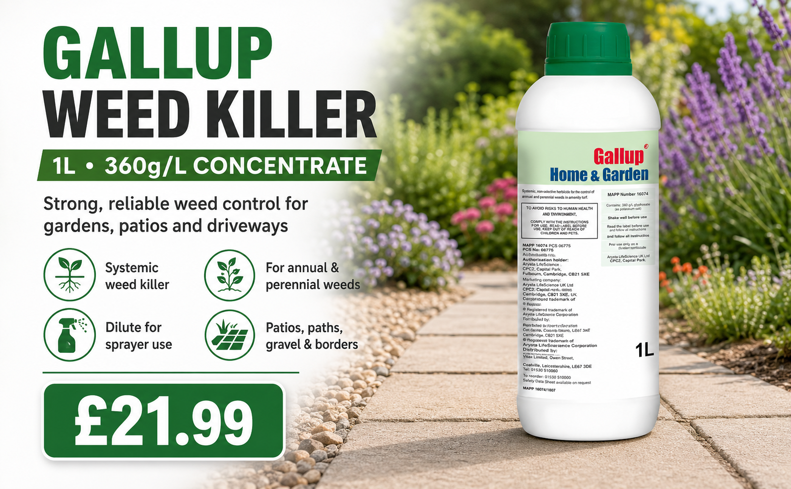 Gallup Glyphosate Weed Killer 1L – 360g/L Concentrate