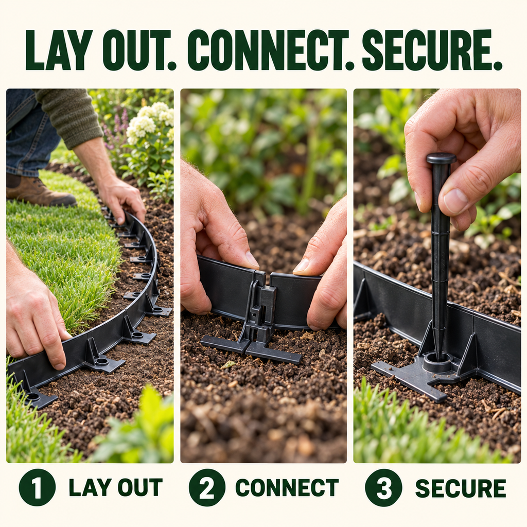 Moorgreen Flexible Lawn Edging – 12m with 60 Pegs