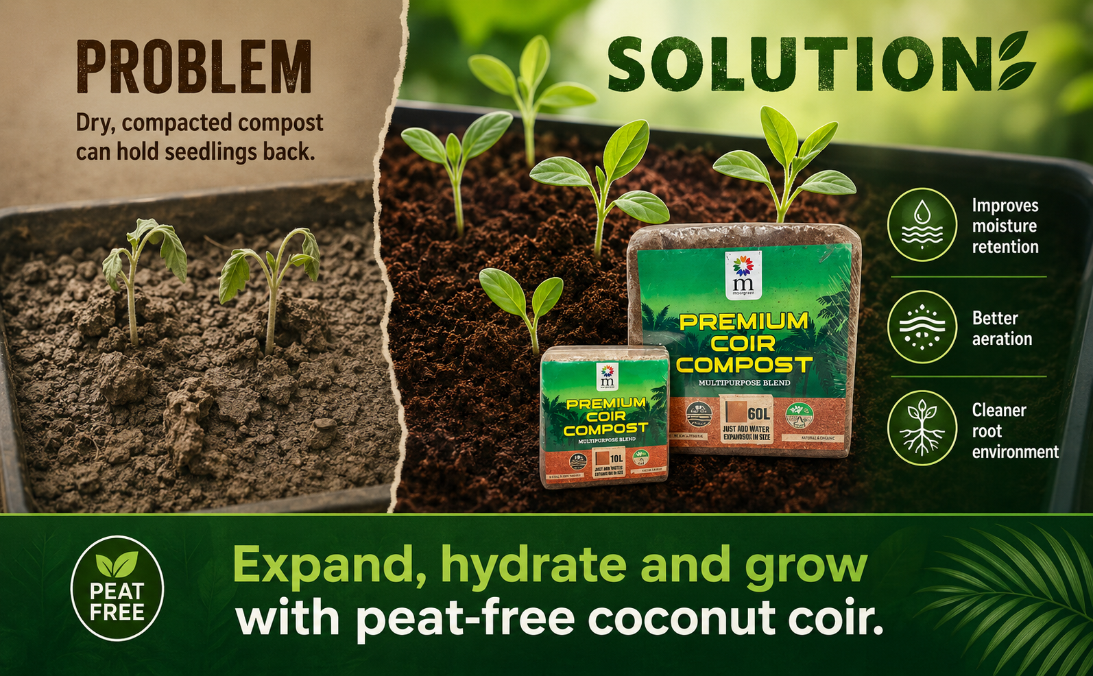 Moorgreen Peat Free Coir Compost – Expands to 60L
