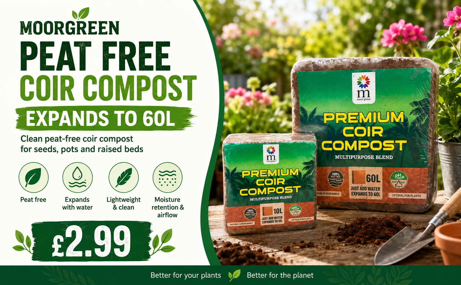 Moorgreen Peat Free Coir Compost – Expands to 60L