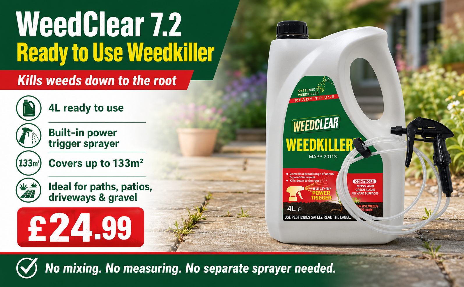 WeedClear 7.2 Ready to Use Weedkiller 4L – Root Kill Formula