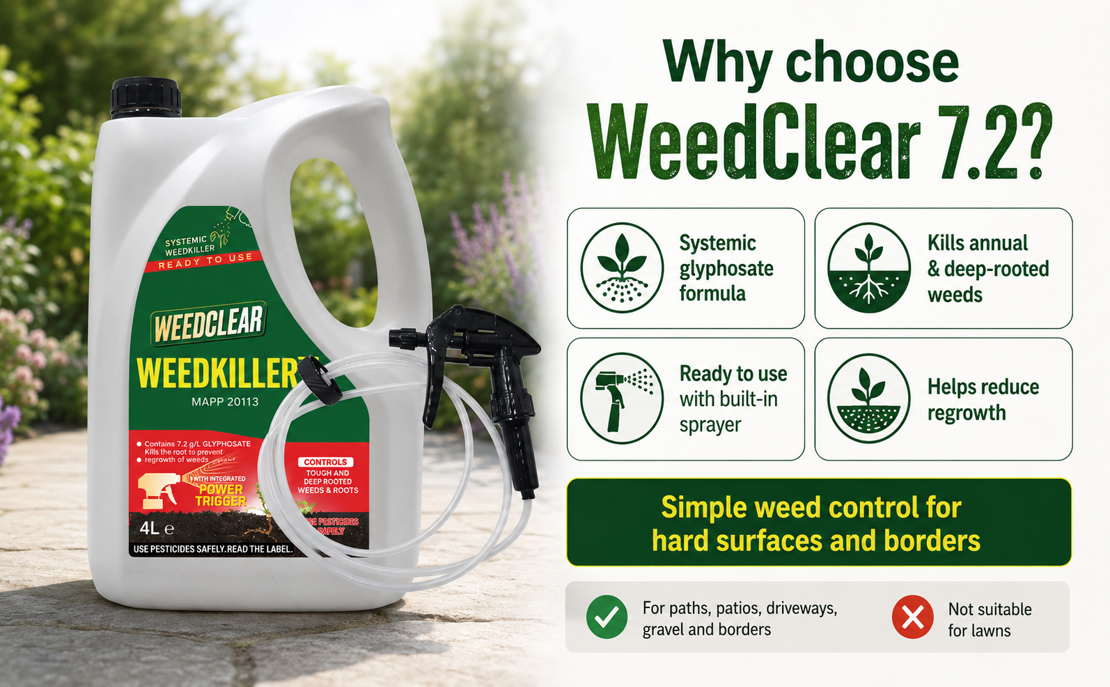 WeedClear 7.2 Ready to Use Weedkiller 4L – Root Kill Formula