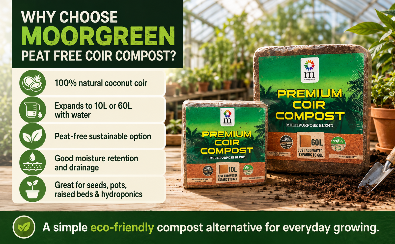 Moorgreen Peat Free Coir Compost – Expands to 60L